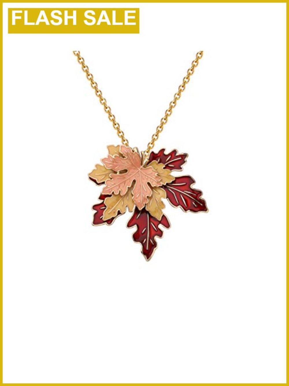 Maple Leaf Pendant Necklace Alloy Charm 18.86 Inch Women's Jewelry Gift